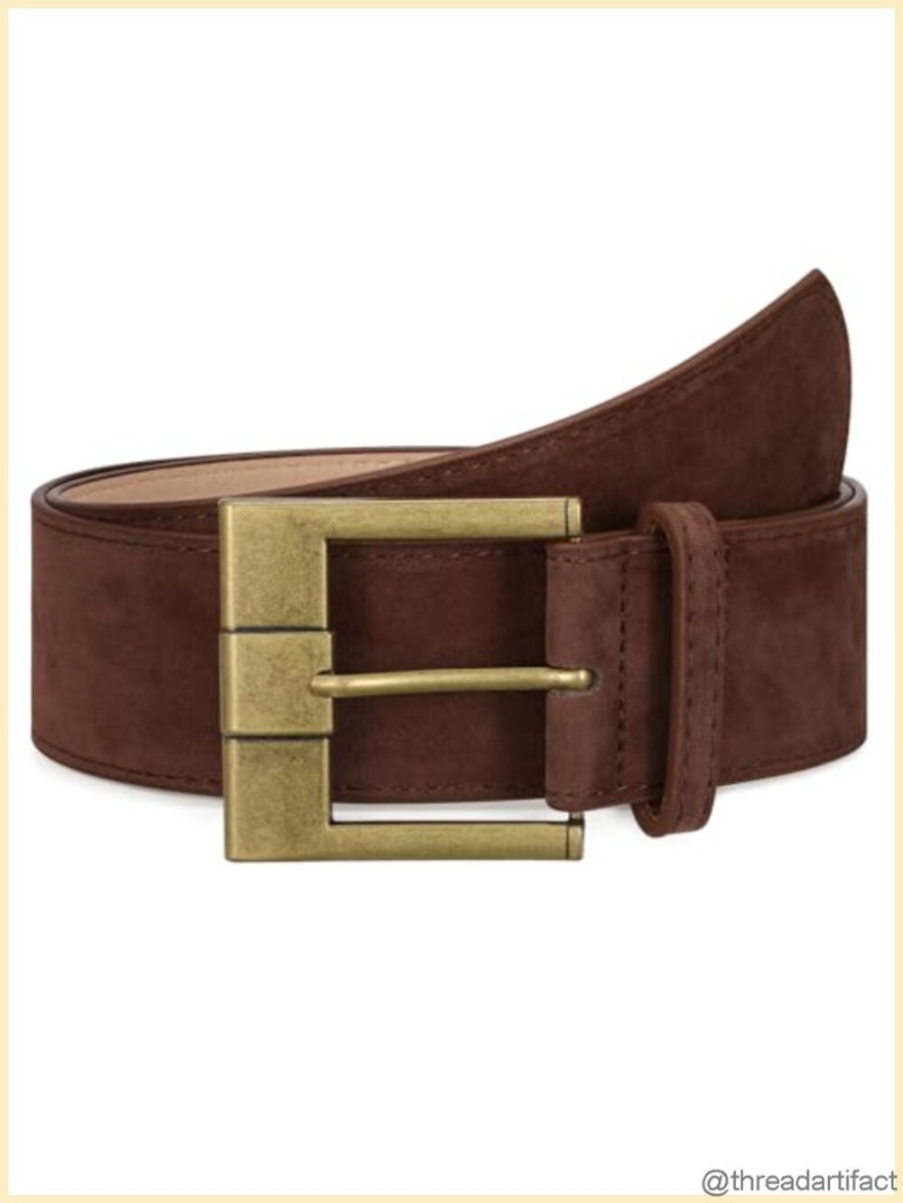 Wide Faux Suede Waist Belt with Brass Buckle